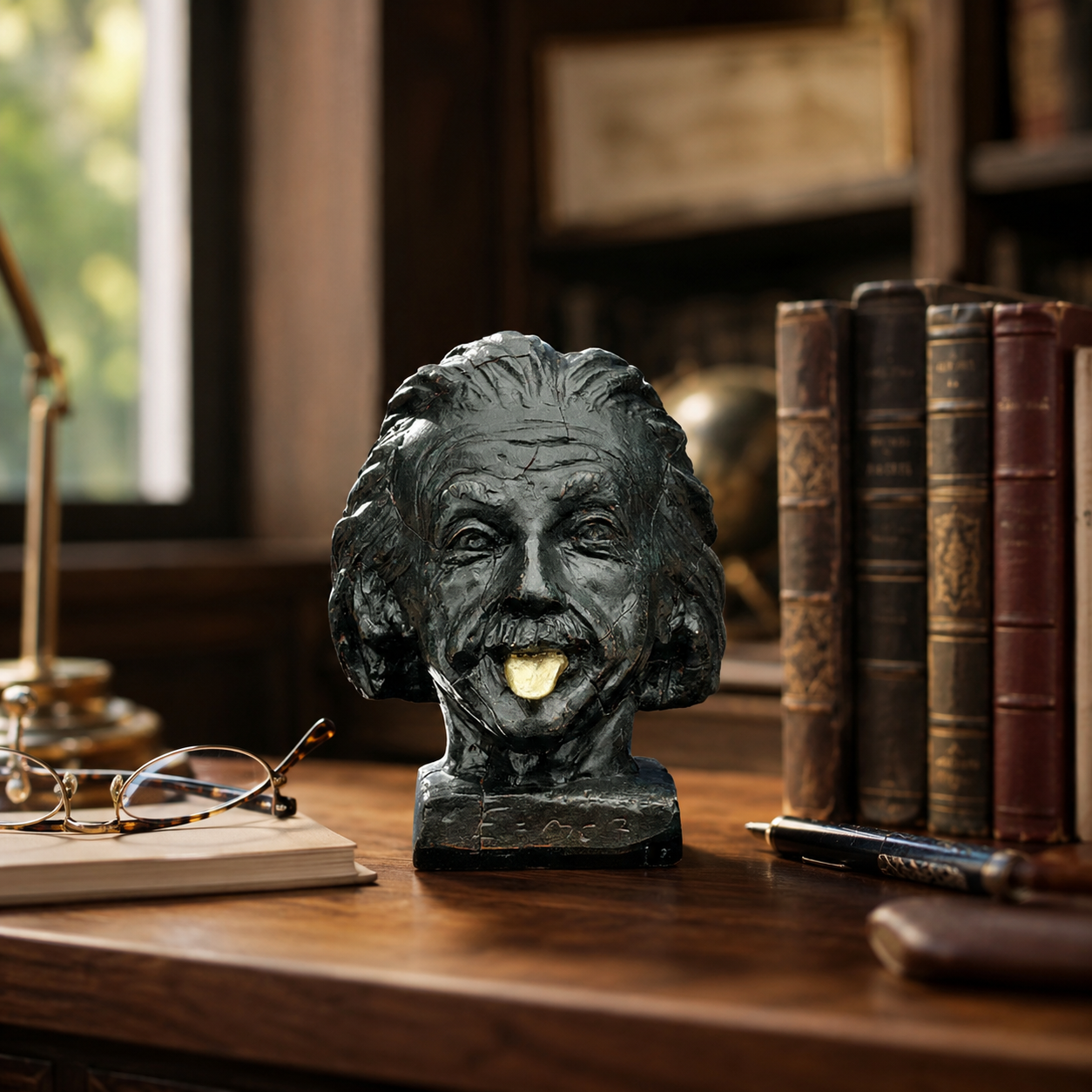 J. Nemecek: "Einstein-Kopf mit goldener Zunge"