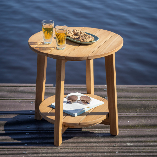 Teakholz Beistelltisch Milton Teak Rund 50 cm