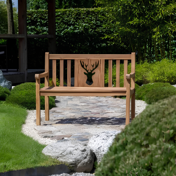 Teakholz Gartenbank Woodie Hirsch 120 cm