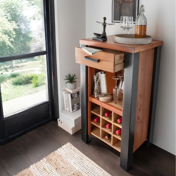 Weinkommode Venosa Oldwood Mangoholz (56 cm)