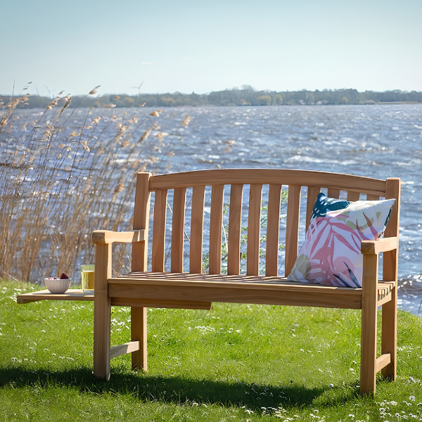Gartenbank Lancaster Teak 120 cm mit Seitentisch
