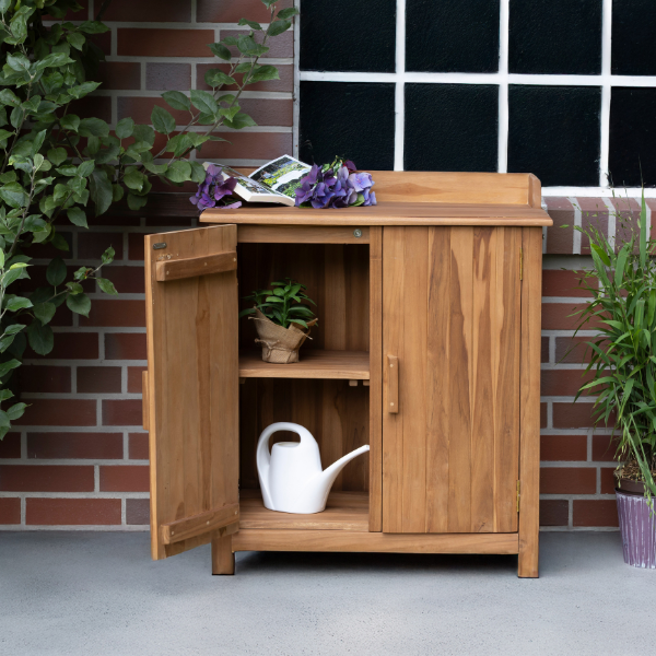 Gartenschrank Batley Teak mit Arbeitsfläche