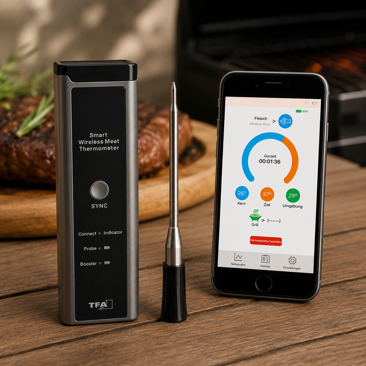 Kabelloses BBQ Fleischthermometer