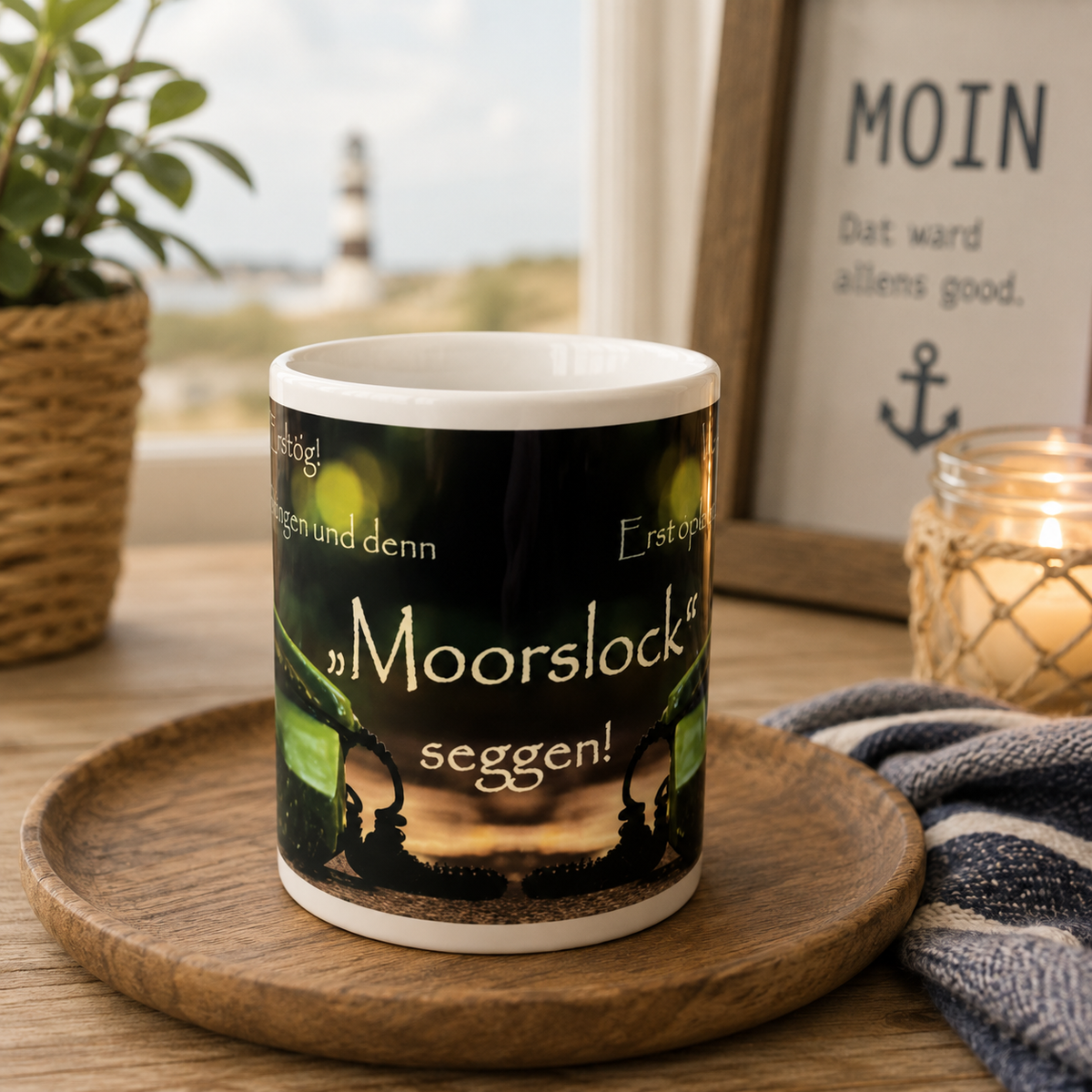 Kaffeebecher "Wichtig! Erst opleggen und denn "Moorslock" seggen!"