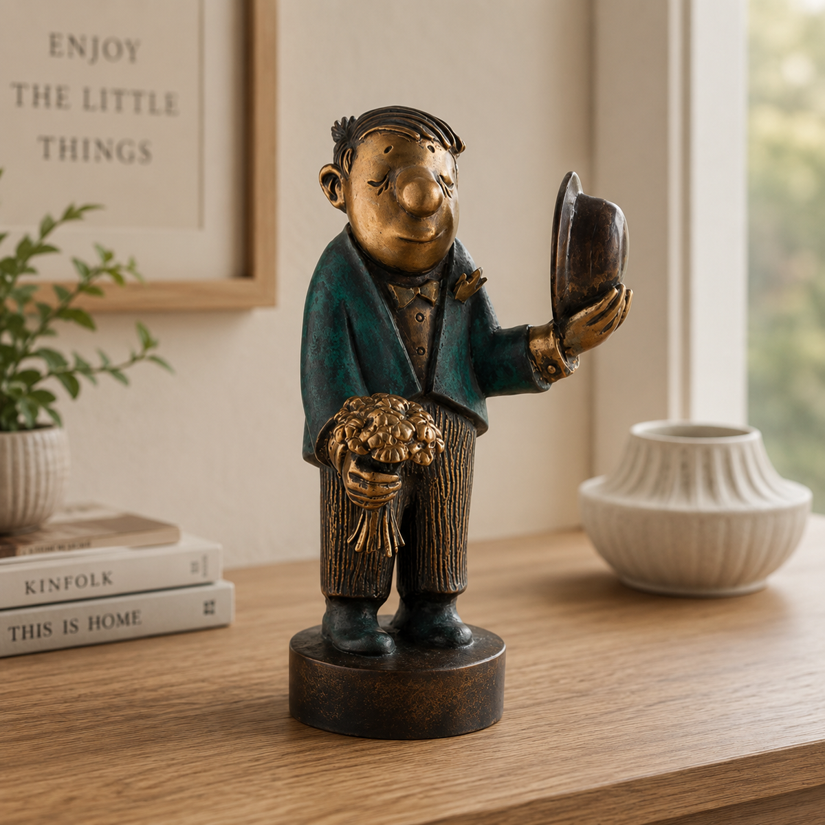 Loriot: Skulptur "Der Blumenkavalier - Jubiläums-Edition" Bronze