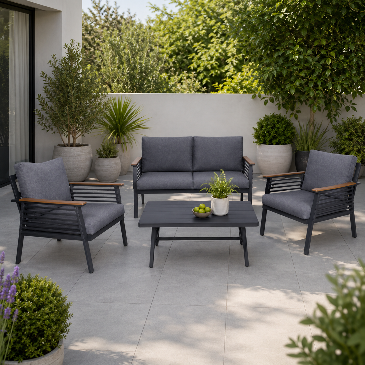 Lounge-Gruppe DENIA inkl. grauen Kissen