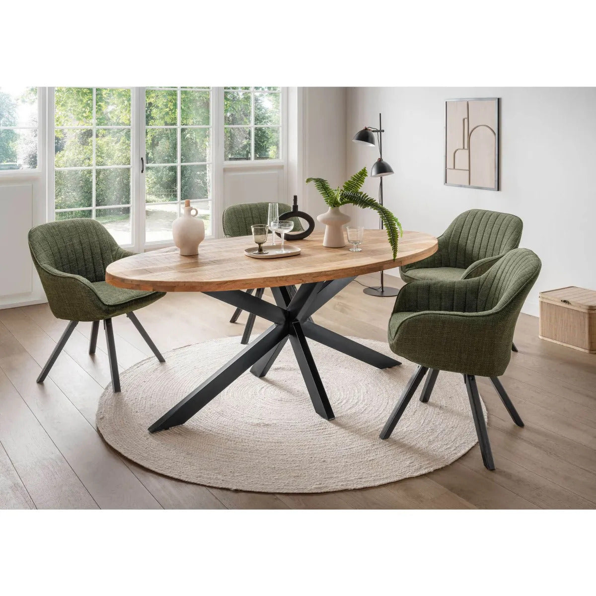 Massivholztisch Avola (Mangoholz) oval 180 x 90 cm - Gestell Kreuz-Form