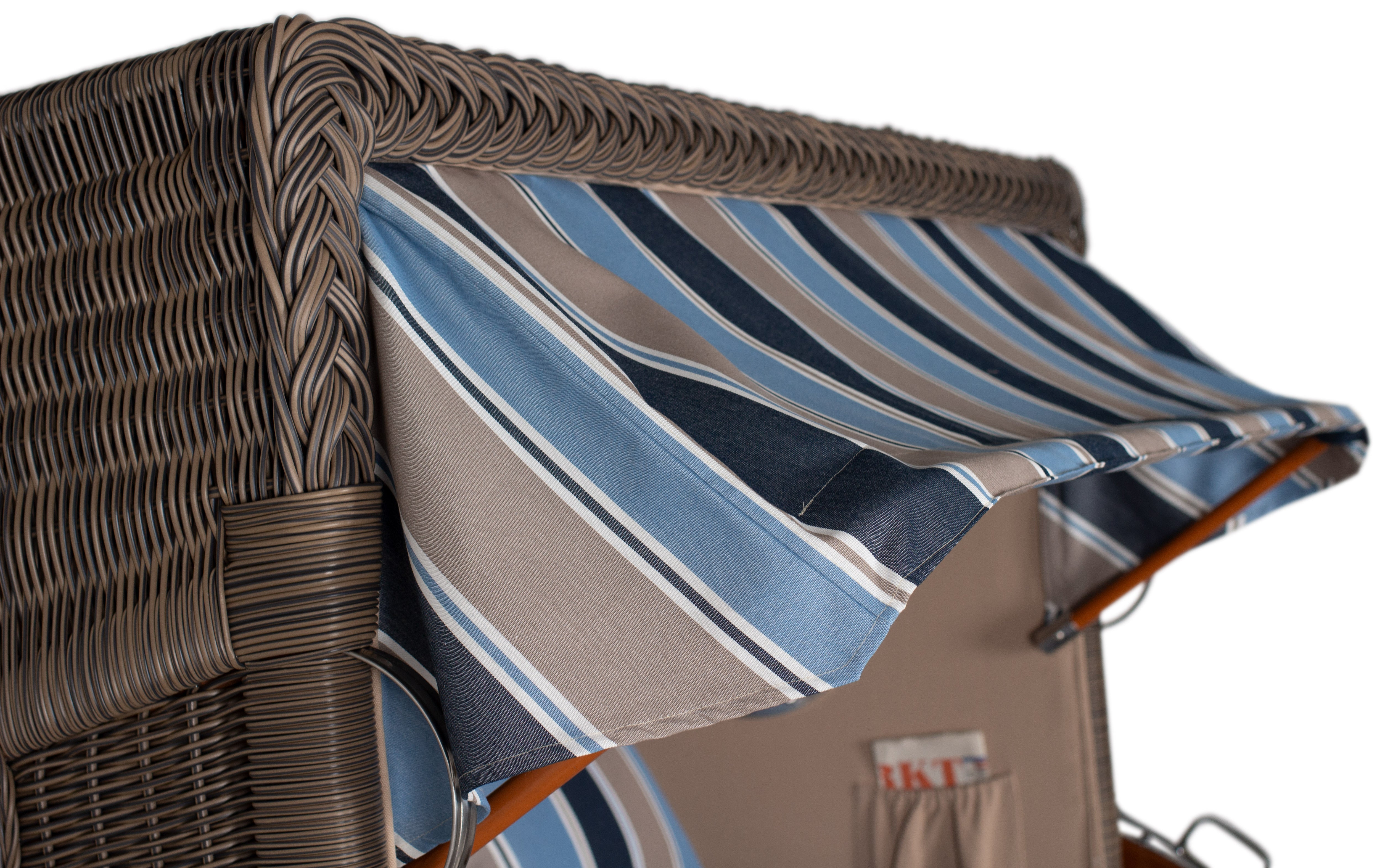 Strandkorb Düne Bullauge Mahagoni PE Grey Dessin 580 inkl. Sekt-/Champagnerkühler