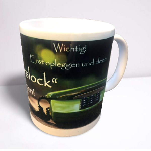 Kaffeebecher "Wichtig! Erst opleggen und denn "Moorslock" seggen!"