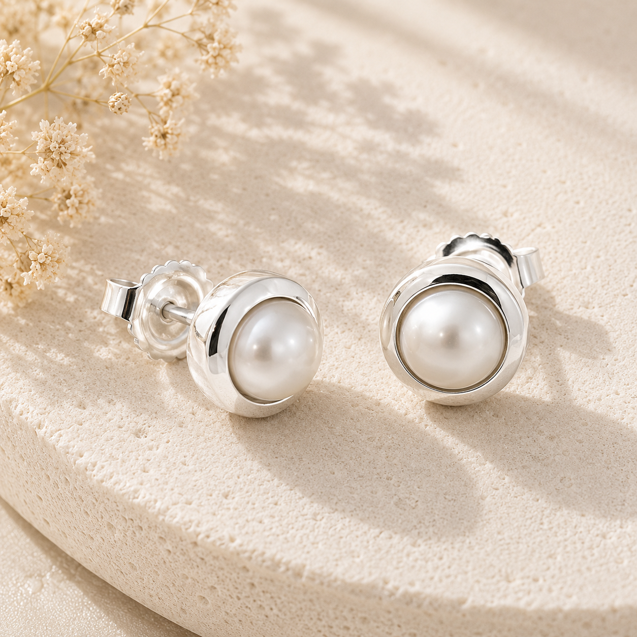 Ohrstecker rund mit Perle