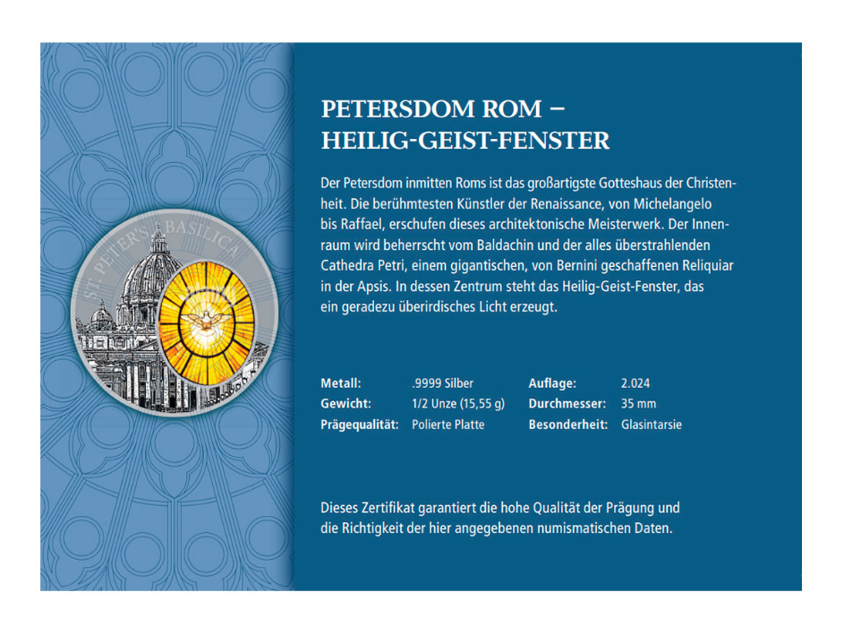 Silbermedaille Windows of Heaven Deutschland - Petersdom
