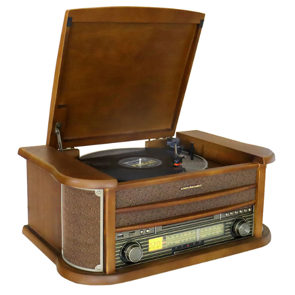 Nostalgie Stereoanlage mit UKW Radio, Plattenspieler, CD/MP3, USB, Encoding, Kassette, Bluetooth®