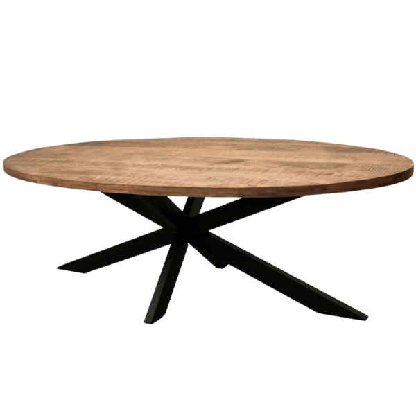Massivholztisch Avola (Mangoholz) oval 180 x 90 cm - Gestell Kreuz-Form