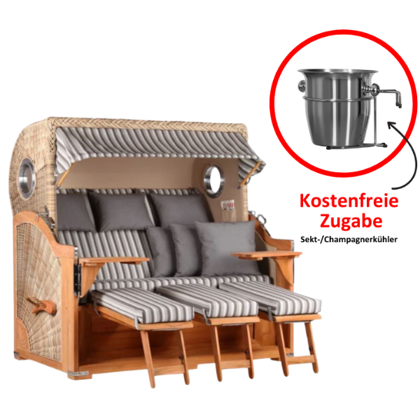Strandkorb Baltikum XXL Dessin 545 inkl. Sekt-/Champagnerkühler