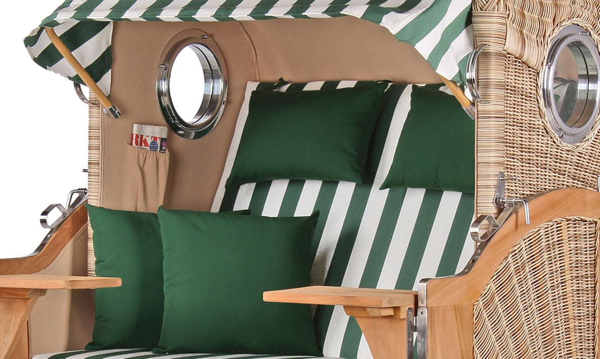 Strandkorb Düne Teak Bullauge Dessin 561 inkl. Sekt-/Champagnerkühler