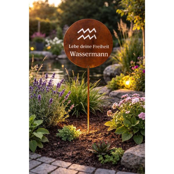 Gartenstecker Sternzeichen Wassermann 21.01. - 19.02. | Edelrost