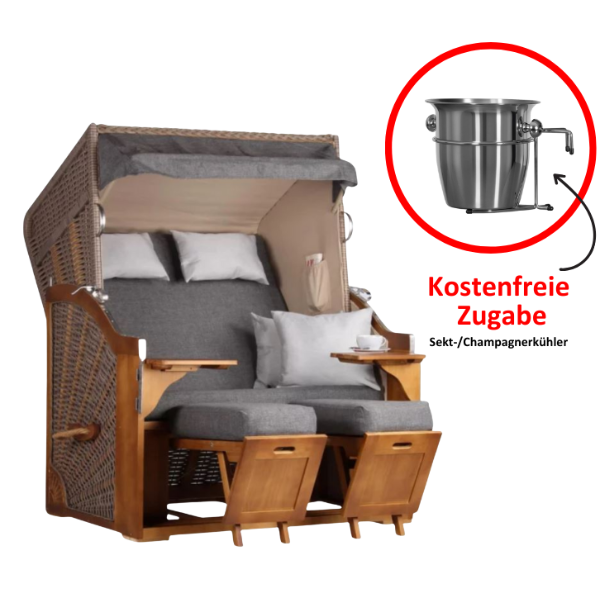 Strandkorb Schleswig Dessin 558 inkl. Sekt-/Champagnerkühler