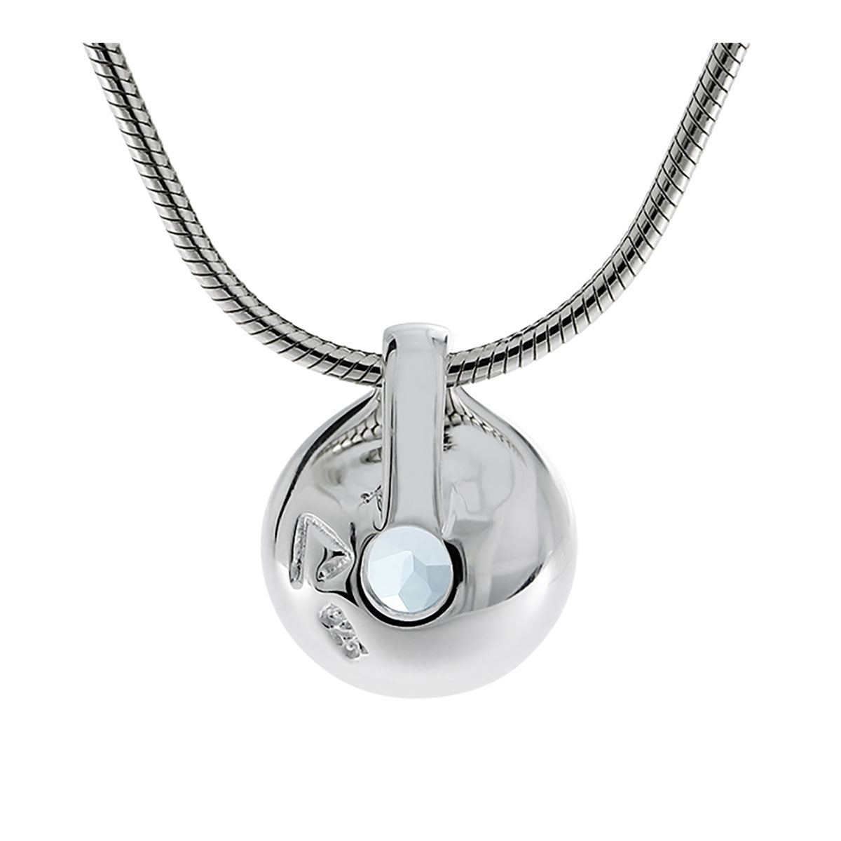 Kettenanhänger Silber mit weißem Topas (7mm) und Schlangenkette