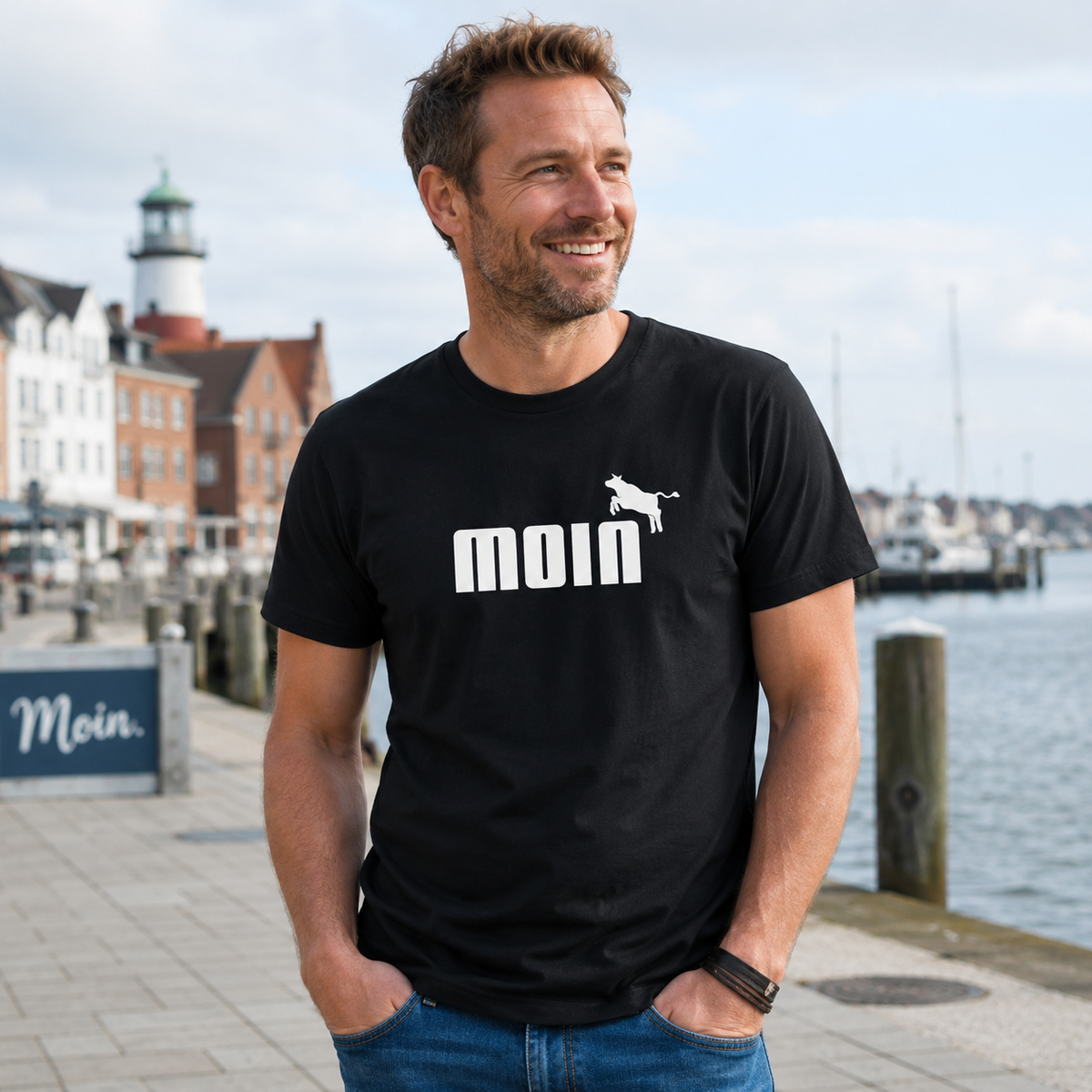 T-Shirt "MOIN mit Kuh" för Mannslüü