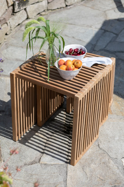 Teakholz Beistelltische 3er Set-Kombination