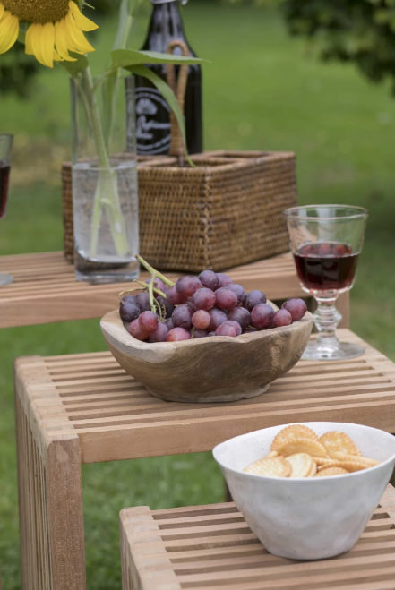 Teakholz Beistelltische 3er Set-Kombination