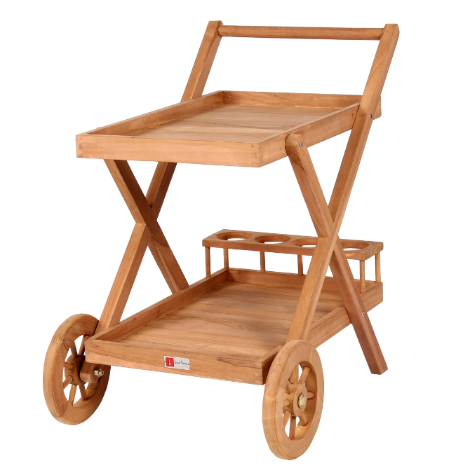 Teakholz Servierwagen mit Rollen Chester
