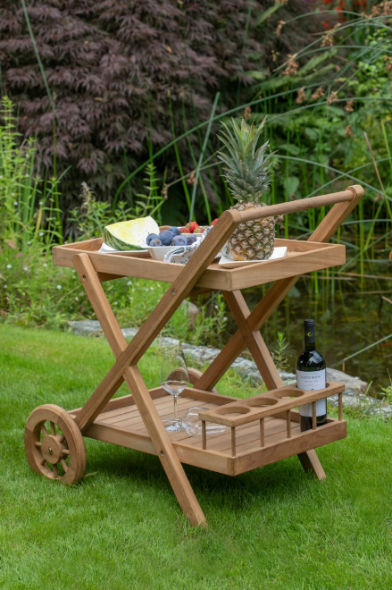 Teakholz Servierwagen mit Rollen Chester