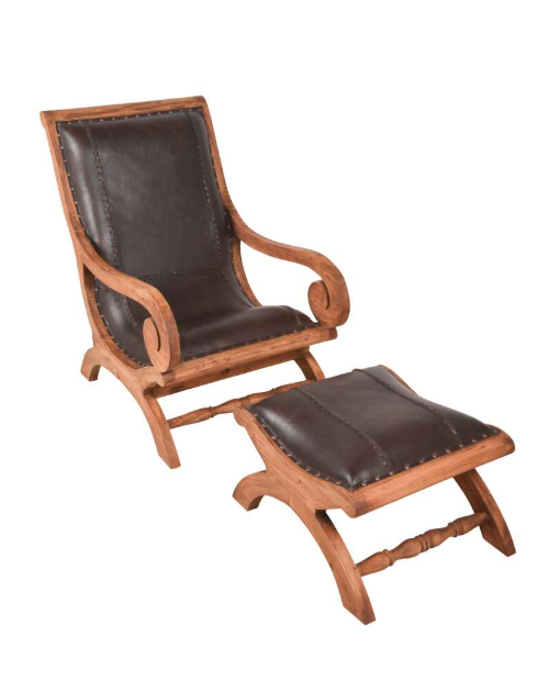 Ledersessel mit Hocker BAHIA