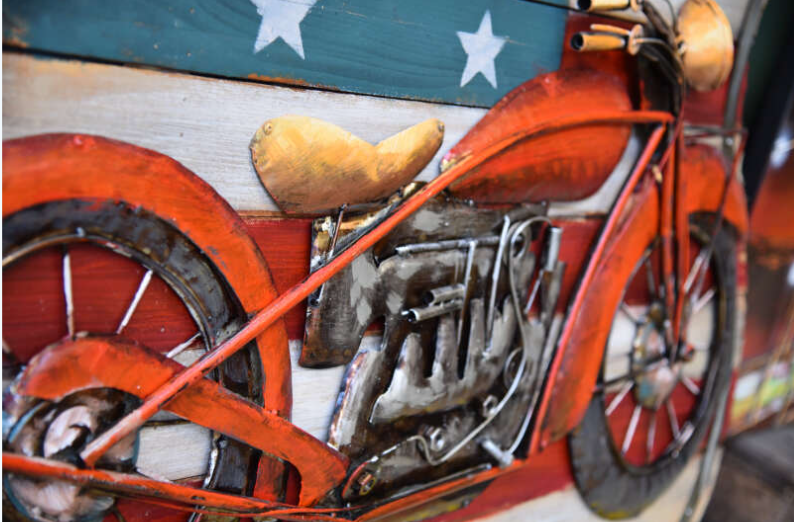 3D Metallbild Motorrad Route 66