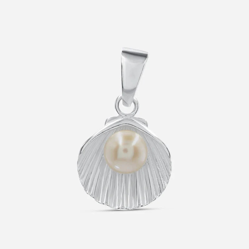 Kettenanhänger Muschel mit Perle - 925 Sterling Silber